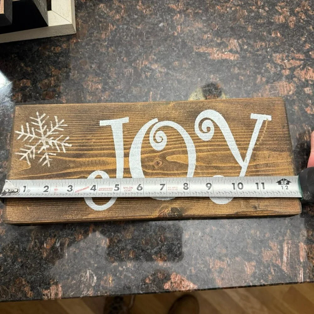 JOY handmade sign with wall hanger